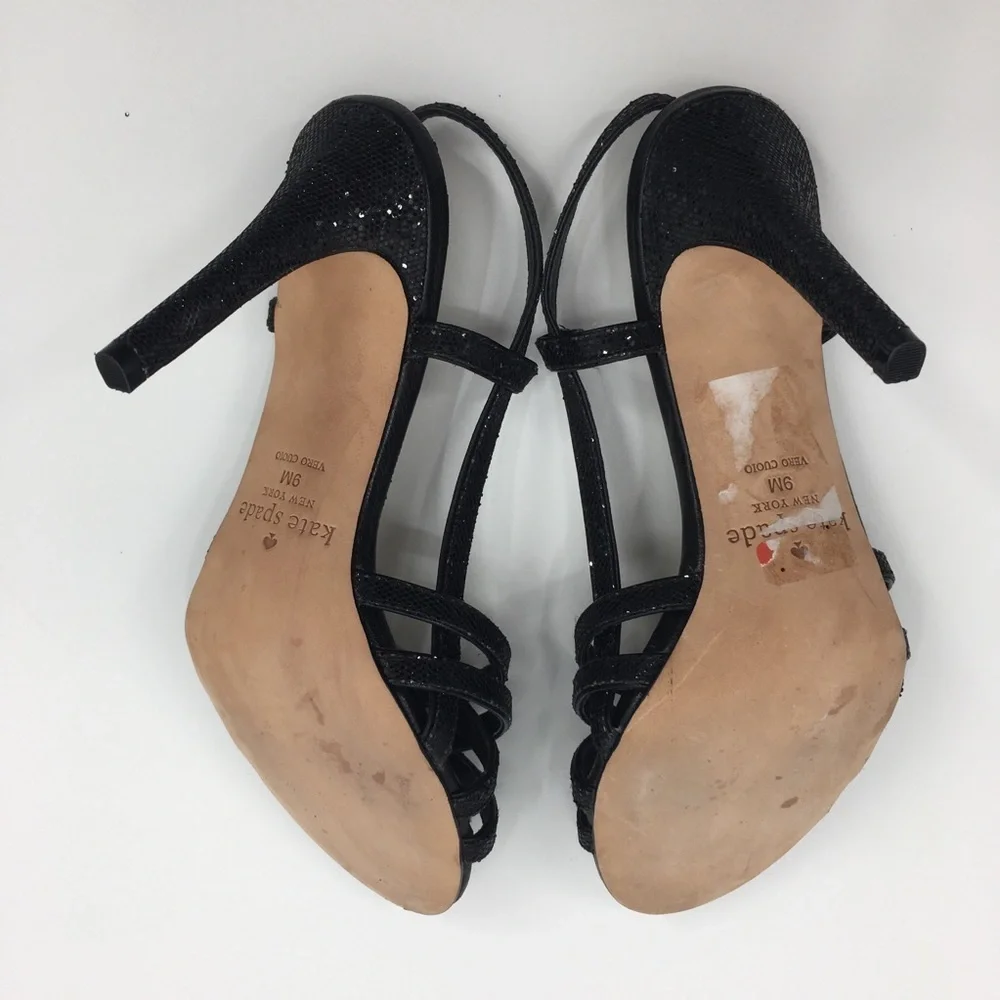 Kate‎ spade black strapped high heels size 9M